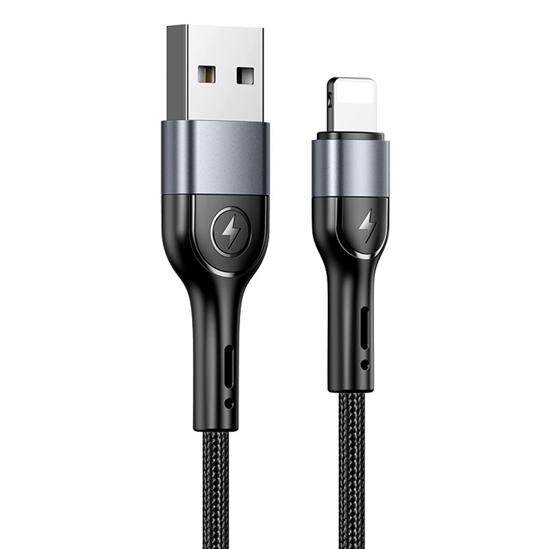 USB Кабель USAMS U55 Lightning, 1М, черный USB Кабель USAMS U55 Lightning, 1М, черный