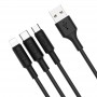 USB Кабель X25 Lightning + Micro + Type-C, Hoco, черный