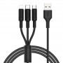 USB Кабель X25 Lightning + Micro + Type-C, Hoco, черный