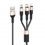 USB Кабель X26 Lightning + Micro + Type-C, Hoco, черно-золотой