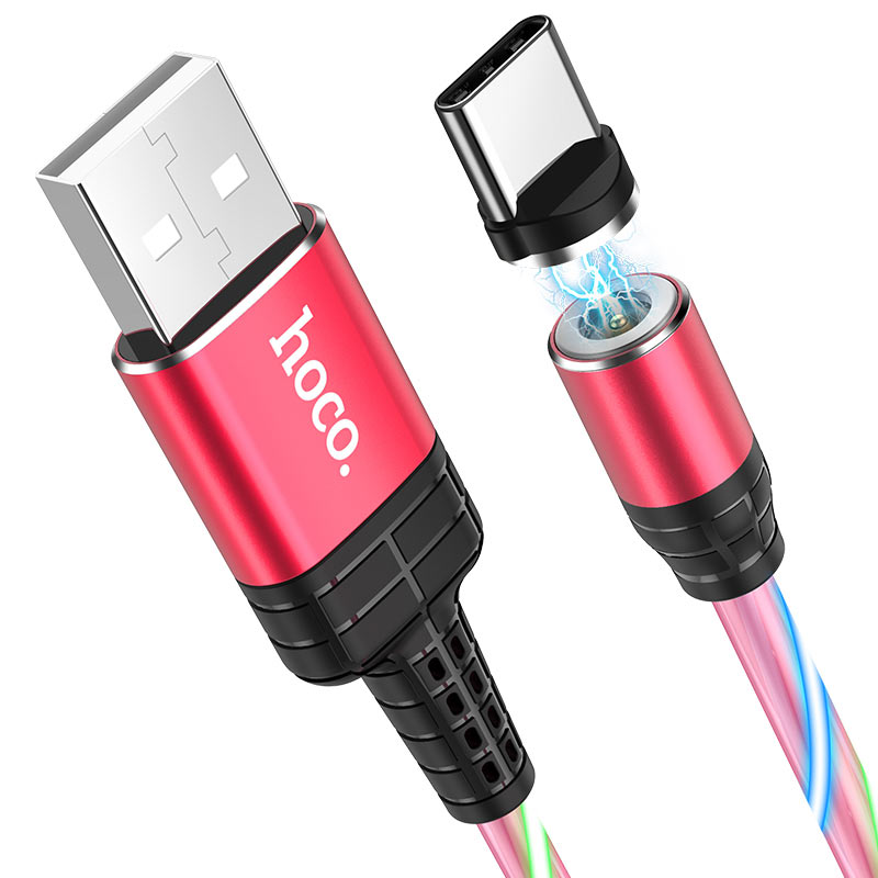 USB Кабель U90 Type-C, Hoco, Магнитный, красный