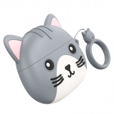 Наушники для ребенка Hoco EW46, чехол в форме котика, серый