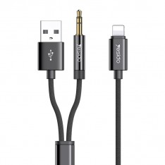 Аудио Кабель Lightning - Jack 3.5mm + USB Yesido YAU-18