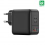 Сетевое зарядное AMAZINGThing GaN Thunder Pro 66W 1 USB 2 Type-C Black Euro
