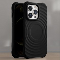Для iPhone 16 Pro чехол BuckSuiti с MagSafe и усиленными углами, волна, черный