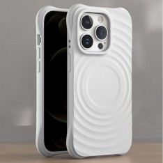 Для iPhone 16 Pro чехол BuckSuiti с MagSafe и усиленными углами, волна, белый