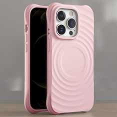 Для iPhone 16 Pro чехол BuckSuiti с MagSafe и усиленными углами, волна, розовый