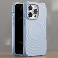 Для iPhone 16 Pro чехол BuckSuiti с MagSafe и усиленными углами, волна, голубой