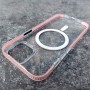 Для iPhone 15 чехол BuckSuiti со стразами прозрачно-розовый