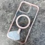 Для iPhone 15 Pro чехол BuckSuiti со стразами прозрачно-розовый