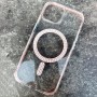 Для iPhone 15 чехол BuckSuiti со стразами прозрачно-розовый