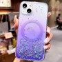 Для iPhone 15 чехол BuckSuiti прозрачный с фиолетовыми блестками