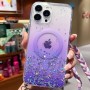 Для iPhone 16 Pro чехол BuckSuiti прозрачный с фиолетовыми блестками