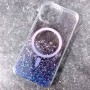Для iPhone 15 чехол BuckSuiti прозрачный с фиолетовыми блестками