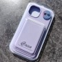 Для iPhone 15 Pro силиконовый чехол с держателем карт, фиолетовый