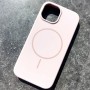Для iPhone 15 силиконовый чехол с держателем карт, розовый