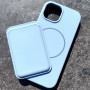 Для iPhone 15 силиконовый чехол с держателем карт, голубой