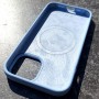 Для iPhone 15 силиконовый чехол с держателем карт, голубой