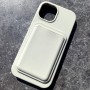 Для iPhone 15 Pro силиконовый чехол с держателем карт, античный белый