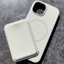 Для iPhone 15 Pro силиконовый чехол с держателем карт, античный белый