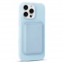 Для iPhone 15 силиконовый чехол с держателем карт, голубой