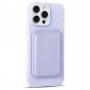 Для iPhone 15 Pro силиконовый чехол с держателем карт, фиолетовый
