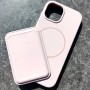 Для iPhone 15 силиконовый чехол с держателем карт, розовый