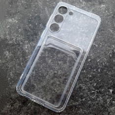 Прозрачный силиконовый чехол с отделом для карт, для Samsung S23 Plus