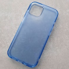Матовый чехол с силиконовыми гранями для iPhone 14 DFans M02 голубой