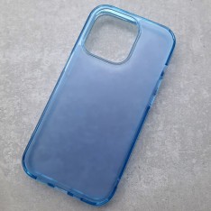 Матовый чехол с силиконовыми гранями для iPhone 14 Pro DFans M02 голубой