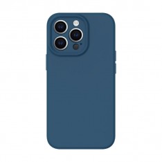 Чехол для iPhone 15 Pro max, силиконовый синий, защита камеры, Magsafe