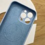 Чехол для iPhone 15 Pro max, силиконовый голубой с поддержкой Magsafe защита камеры