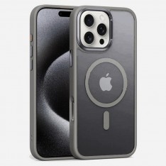 Чехол с MagSafe для iPhone 12 / 12 Pro, с металлической рамкой вокруг камер серый