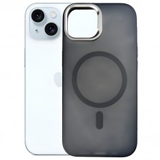 Чехол с MagSafe PC+TPU для iPhone 15, матовый с черным