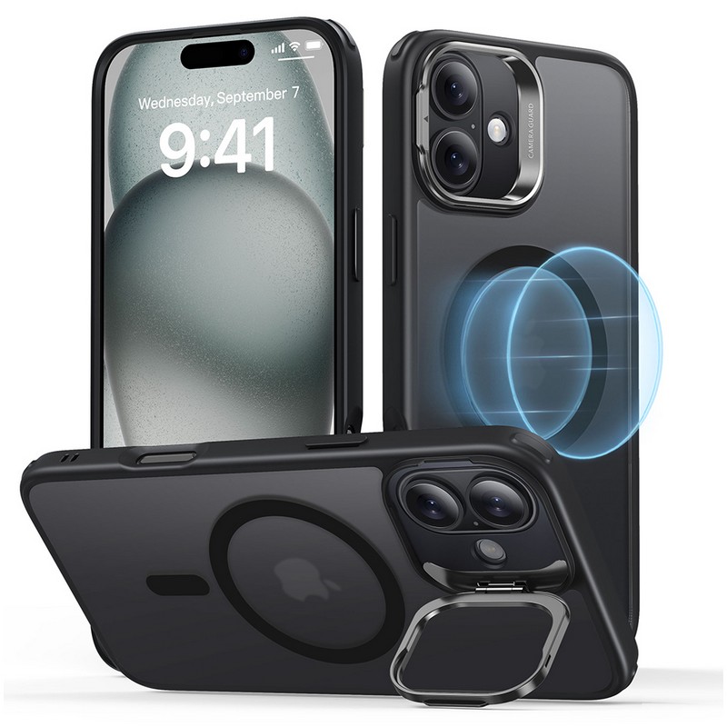 Чехол для iPhone 16 ESR Classic Hybrid Case with Stash Stand, MagSafe, матовый с черный Чехол для iPhone 16 ESR Classic Hybrid Case with Stash Stand, MagSafe, матовый с черный