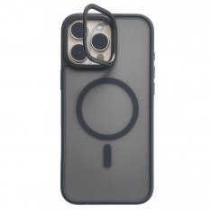 Чехол Magsafe для iPhone 16 Pro Max Imiko Premium Matte с рамкой подставкой, Black (черный)