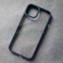 Стеклянный чехол для Apple iPhone 13 с силиконовыми гранями iPaky, синий