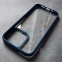 Стеклянный чехол для Apple iPhone 13 Pro с силиконовыми гранями iPaky, синий