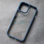 Стеклянный чехол для Apple iPhone 13 Pro Max с силиконовыми гранями iPaky, синий