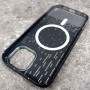 Пластиковый чехол для iPhone 13 / 14, iPefet, принт карбон пиксели черно-серый
