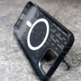 Пластиковый чехол для iPhone 13 / 14, iPefet, принт карбон пиксели черно-серый