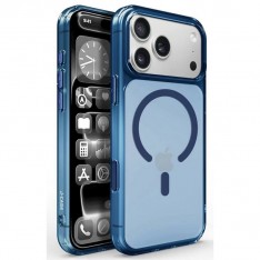 Для iPhone 17 Pro чехол J-Case Crystal Sand с MagSafe матово-прозрачный, синий