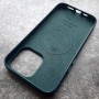 Для iPhone 14 Pro Max чехол,  Leather Case, MagSafe, фактура-кожа, темно-зеленый
