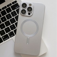 Чехол с MagSafe для iPhone 14 с эффектом металлик, серебро
