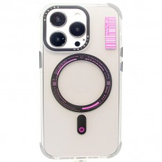 Для iPhone 16 Pro чехол Mikalen с MagSafe штрихкод фиолетовый