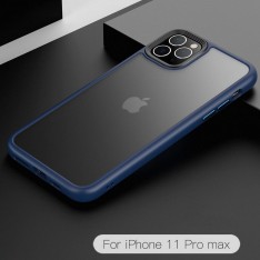 Матовый тонированный чехол для Apple iPhone 11 Pro Max с силиконовыми гранями Q-Series, синий