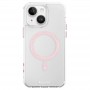 Чехол для iPhone 15, Rock RPC3248, прозрачный с розовым MagSafe