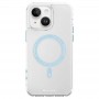 Чехол для iPhone 15, Rock RPC3248, прозрачный с голубым MagSafe
