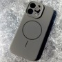 Чехол для iPhone 15 Pro max, силиконовый серый, защита камеры, Magsafe