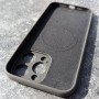 Чехол для iPhone 15 Pro max, силиконовый серый, защита камеры, Magsafe